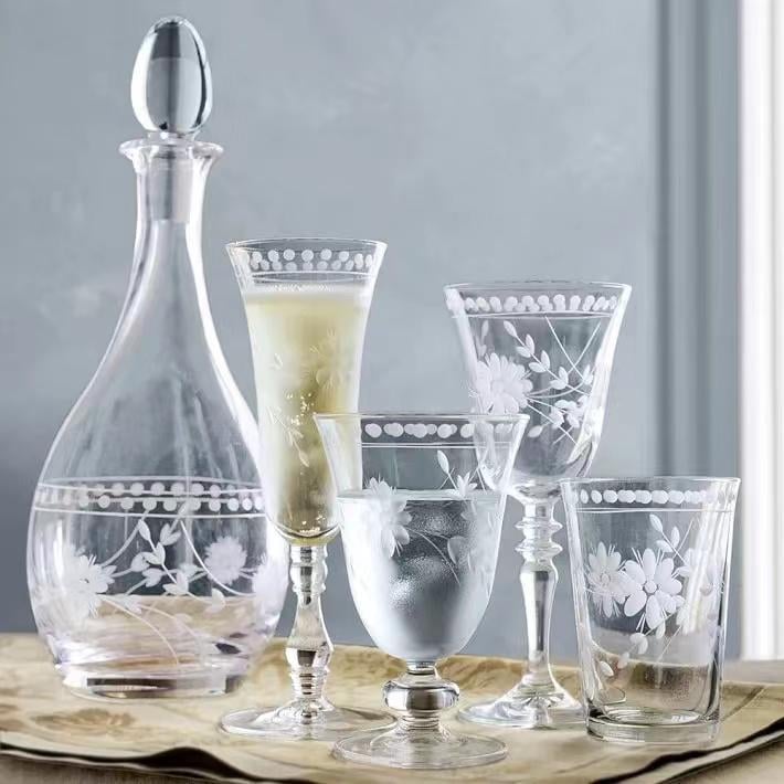 Engraving Flowers Glass cover image